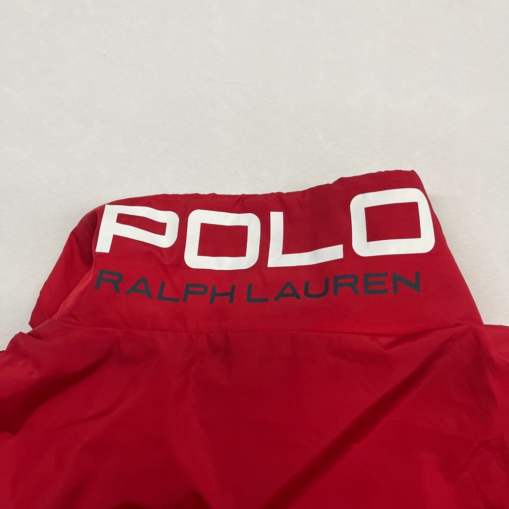 Polo Ralph Lauren Windbreaker Mens Red Logo Mock Neck Sporty Medium Jacket - Picture 10 of 11